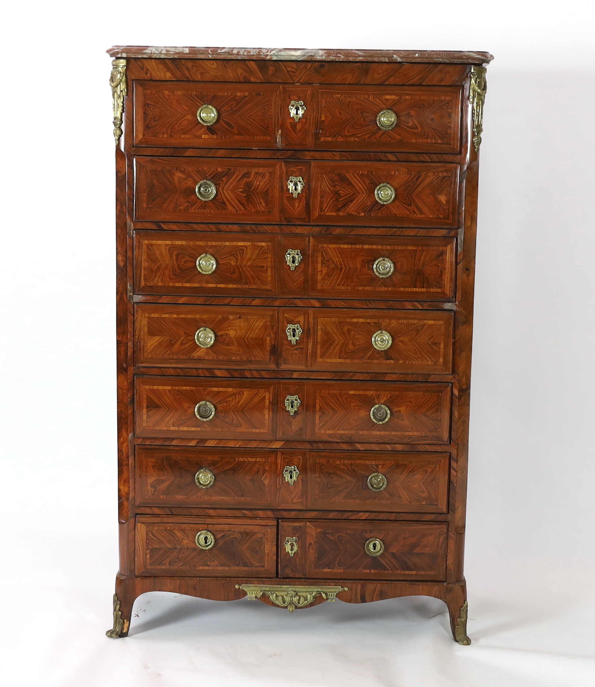 A Louis XVI style kingwood semanier 103cm wide, 44cm deep, 162cm high